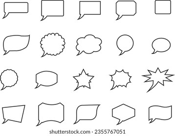 Speech bubble icon set Black and White