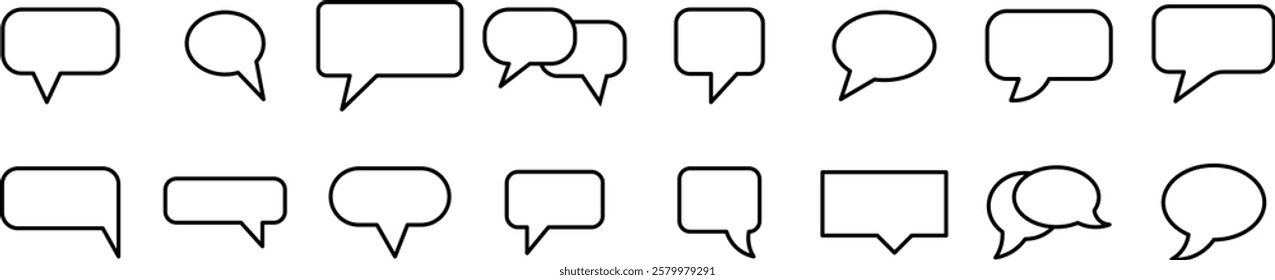 
Speech Bubble icon set. Black And White speech bubble collection.Talk bubbles with editable stroke
