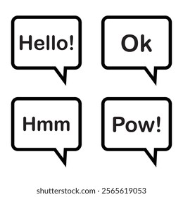 Speech bubble icon set. Speech bubbles set with short messages. Talk bubble square shape. Stock vector illustration. EPS 10	
