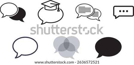 Speech Bubble Icon Set  Chat Bubbles, Message Balloons, Outline  Filled Styles, Educational and Abstract Variants for UI UX, Web Design, Mobile Apps, Messaging Interfaces, and Digital Platforms