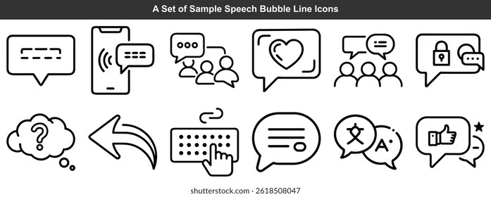 Speech Bubble Icon Set Communication Outline Style For Social Media Engagement