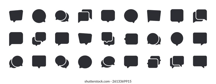 Speech Bubble Icon Set. Containing Chat, Feedback, Conversation, Dialogue. Solid Vector Icons.