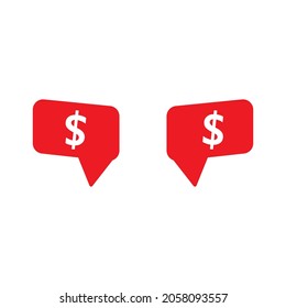  Speech bubble icon set with dollar flat design illustration