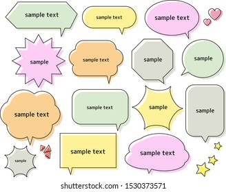Speech bubble icon set . Letters are written in speech bubbles.