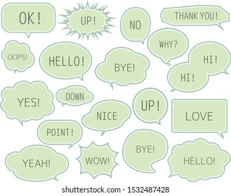 Speech bubble icon set . Letters are written in speech bubbles.