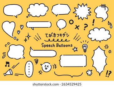 Sprechblasen-Symbolsatz. Buchstaben bedeutet "handgezeichnete Sprechblase".