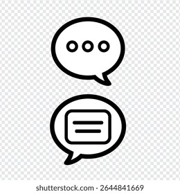 speech bubble icon set with message and typing indicators on transparent background