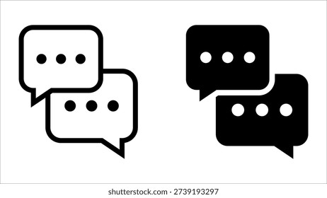 Speech Bubble icon set. Monochrome chat icons featuring speech bubbles with ellipses.