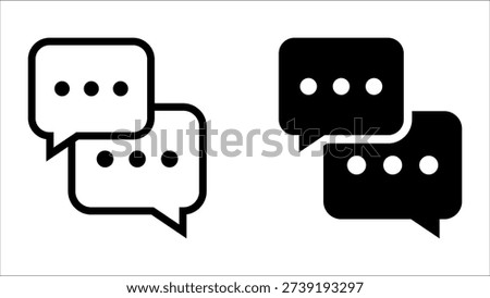 Speech Bubble icon set. Monochrome chat icons featuring speech bubbles with ellipses.