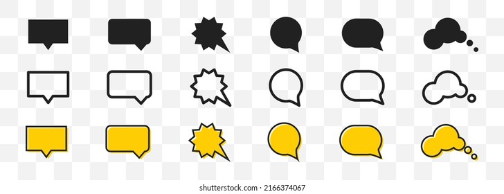 Speech bubble icon set. Talk bubble.
Cloud speech bubble collection. Vector isolated illustration.
