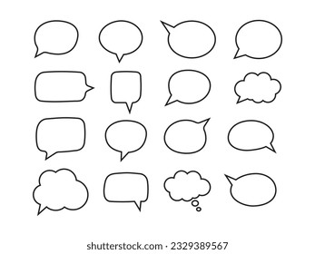 Speech bubble icon set. Talk, chat, conversation, dialog symbols. Set of empty comic speech bubbles. vector illustration