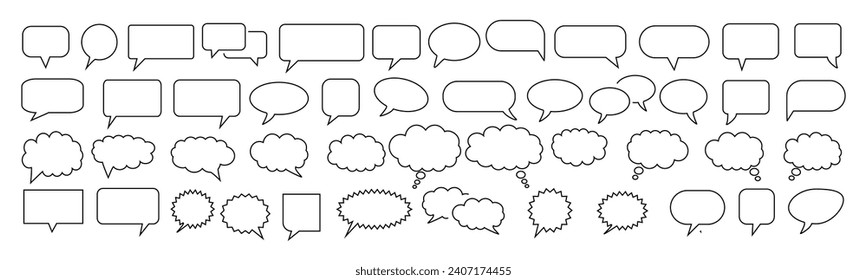 Speech Bubble icon set. Talk bubbles with editable stroke. Cloud speech bubbles collection.