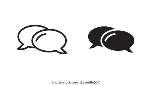 Speech bubble icon set in Thin line black color.