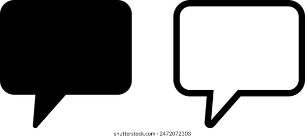 Speech bubble icon set in two styles isolated on white background . Chat icon vector 