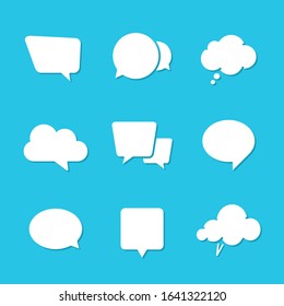 Speech bubble icon set, Vector isolated illustration on blue background.