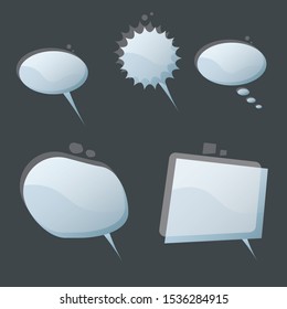 Speech bubble icon set. Web sign kit of comic tell. Communication chat icons of contact support media information, forum conversation. Vector illustration of different shapes