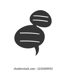 Ilustración de silueta de icono de burbuja de voz. Símbolo gráfico del vector de chat Pictograma Clip Art. Dibujo Doodle Signo negro.