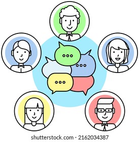Speech bubble icon. Social media messages, comic bubbles and chats. Think stickers, speech comments. Interface dialog, talk button, application speech balloon. Message, communication letter