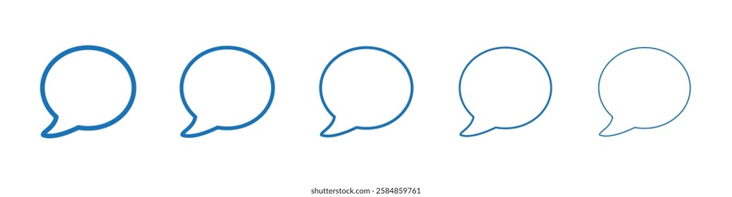 Speech bubble icon Symbol collection thin outline set