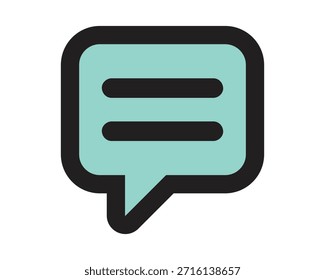 Sprachblasensymbol mit Teal Fill und Textzeilen für Messaging- und Kommunikationsschnittstellen - Vektorgrafik in hoher Qualität