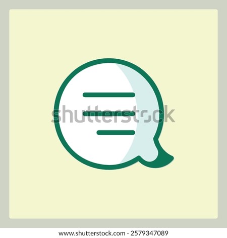 Speech bubble icon with text lines inside for chat and communication interfaces or apps