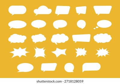 Speech bubble icon though bubble icon set yellow white background
