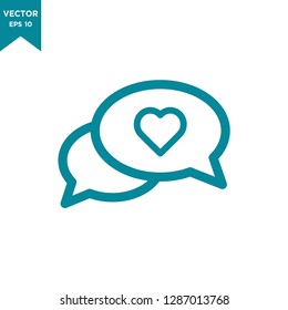 speech bubble icon in trendy flat design, love icon