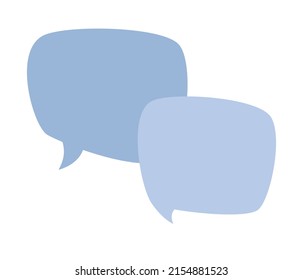 Speech bubble icon. Two blue chat box, message box. Vector flat illustration 
