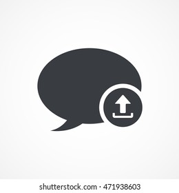 Speech bubble icon with upload sign