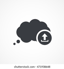 Speech bubble icon with upload sign