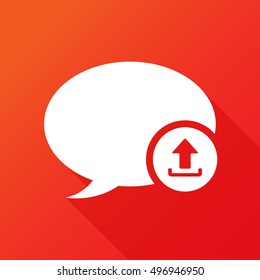 Speech bubble icon with upload sign