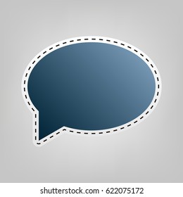 Speech bubble icon. Vector. Blue icon with outline for cutting out at gray background.