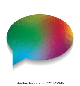 Speech bubble icon. Vector. Colorful icon with bright texture of mosaic with soft shadow on white background. Isolated.