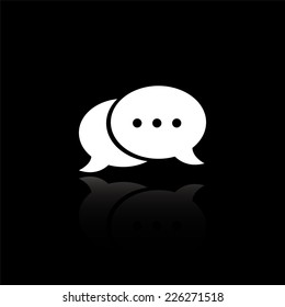 speech bubble icon - vector illustration with reflection isolated on black