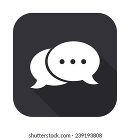speech bubble icon - vector illustration with long shadow isolated on gray