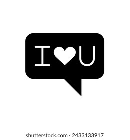 Ilustración vectorial de icono de burbuja de voz. Texto "Te amo" en un fondo aislado. Concepto de mensaje de amor.