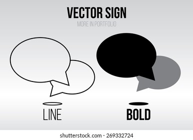 Speech bubble icon vector, linear and bold style