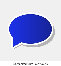 Speech bubble icon. Vector. New year bluish icon with outside stroke and gray shadow on light gray background.