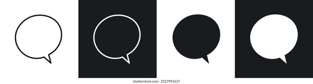 Speech bubble icon vector icon set black filled and outlined style.