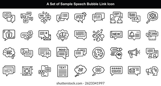 Speech Bubble Icon Vector Set, Chat Message Talk Graphics