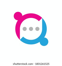 speech bubble icon, vector silhouette of people
