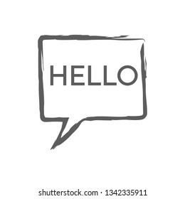 Speech bubble Icon Vector with text HELLO. Simple flat symbol. Illustration pictogram