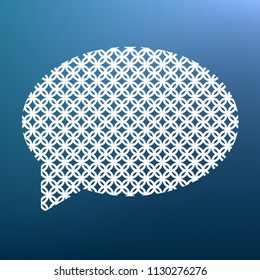 Speech bubble icon. Vector. White textured icon at lapis lazuli gradient background.