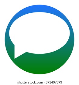 Speech bubble icon. Vector. White icon in bluish circle on white background. Isolated.