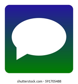 Speech bubble icon. Vector. White icon at green-blue gradient square with rounded corners on white background. Isolated.