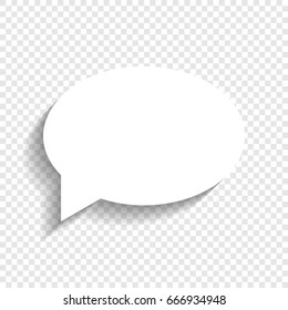 Speech bubble icon. Vector. White icon with soft shadow on transparent background.