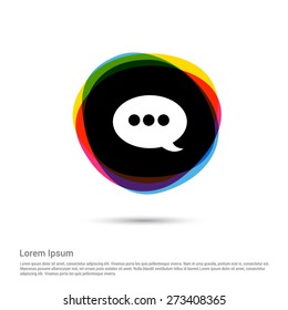 speech bubble icon, White pictogram icon creative circle Multicolor background. Vector illustration. Flat icon design style
