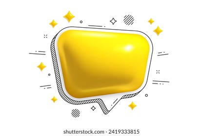 Speech bubble icon. Yellow chat comment 3d icon. Talk message box. Modern realistic 3d design. Support speech bubble, chat message box. Social media dialog banner. Vector illustration