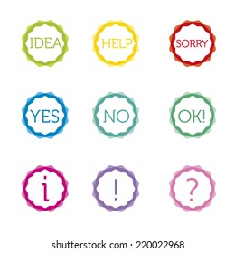 Speech bubble icon/badge set. Abstract vector symbol.