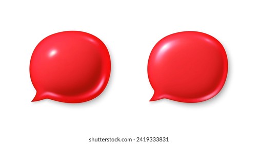 Speech bubble icons. 3d chat comment icons set. Talk message box. Modern realistic 3d design. Support speech bubbles, chat message box. Social media dialog banner. Vector illustration